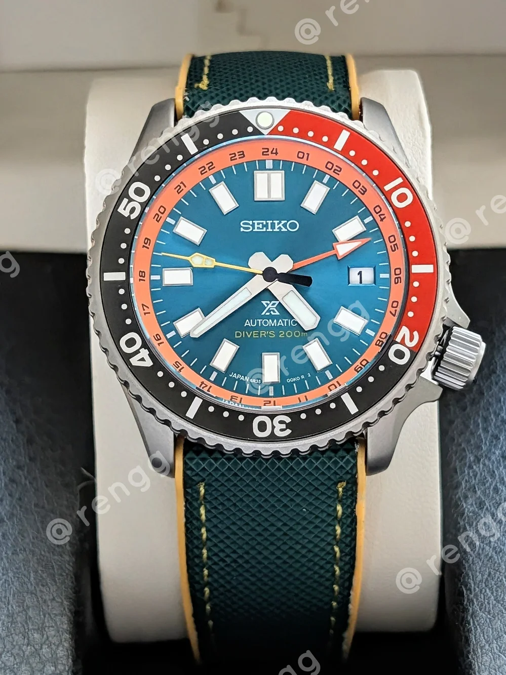 42mm Titanium GMT Seiko Men’s Green Automatic Diver Mod Watch BRAVE CRAZY COLOR